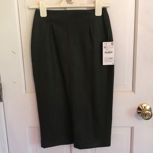 Mid length leather skirt